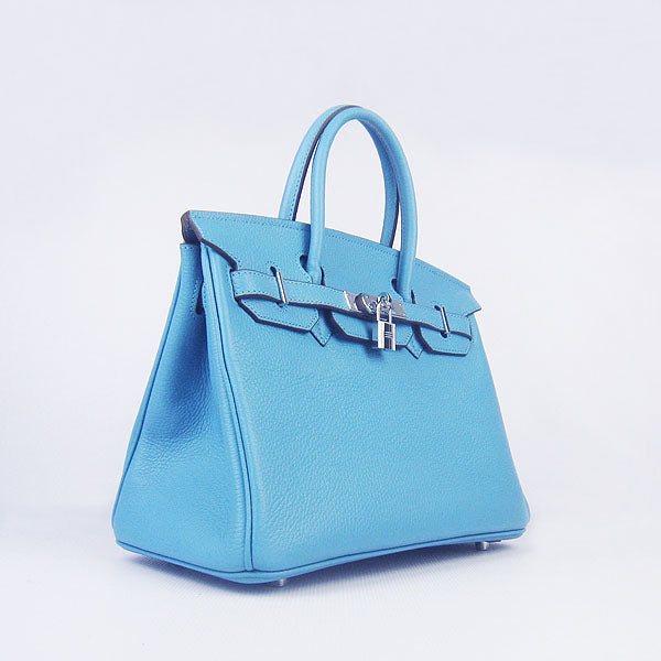 Hermes Birkin 30cm Togo Leather Handbags Light Blue Silver