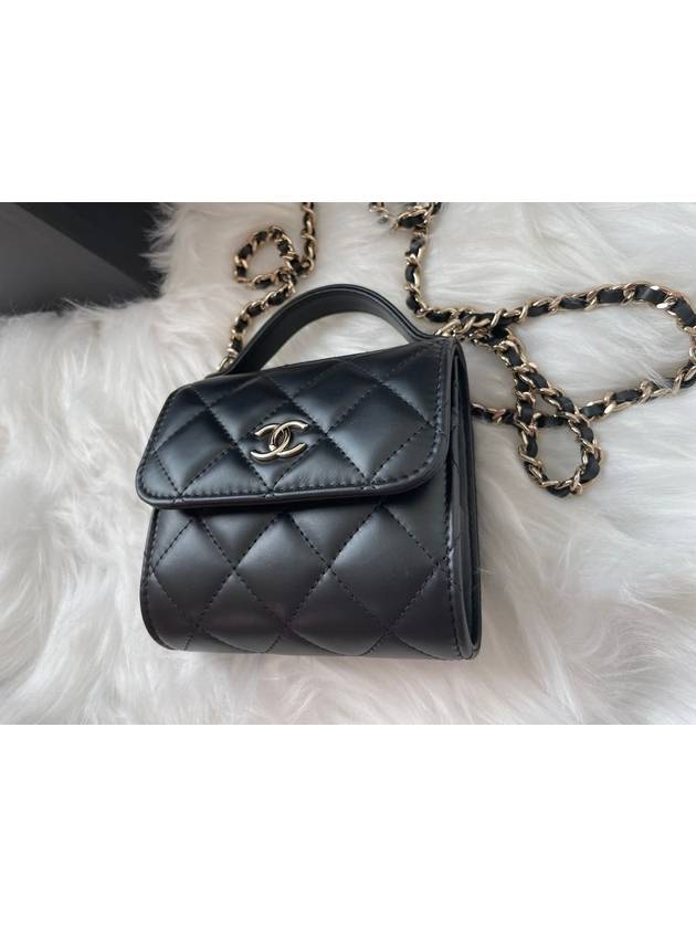 Women's Gold Vanity Retro Lambskin Chain Mini Bag Black