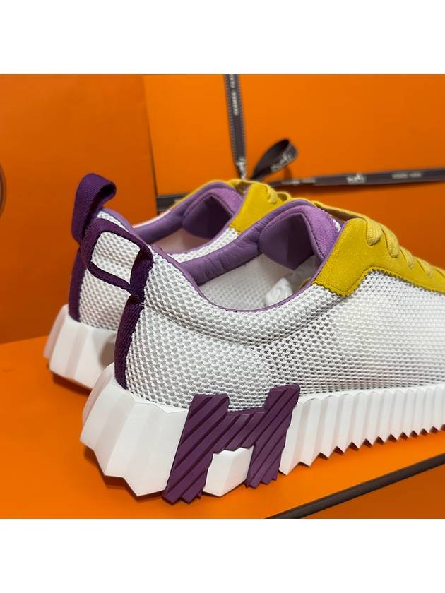 Women's Bouncing Sneakers White Mesh H Yellow Purple Two Tone