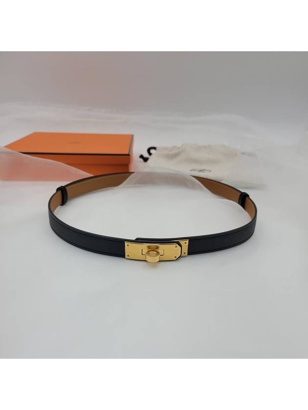 Women's Kelly 18 Gold Leather Belt Black