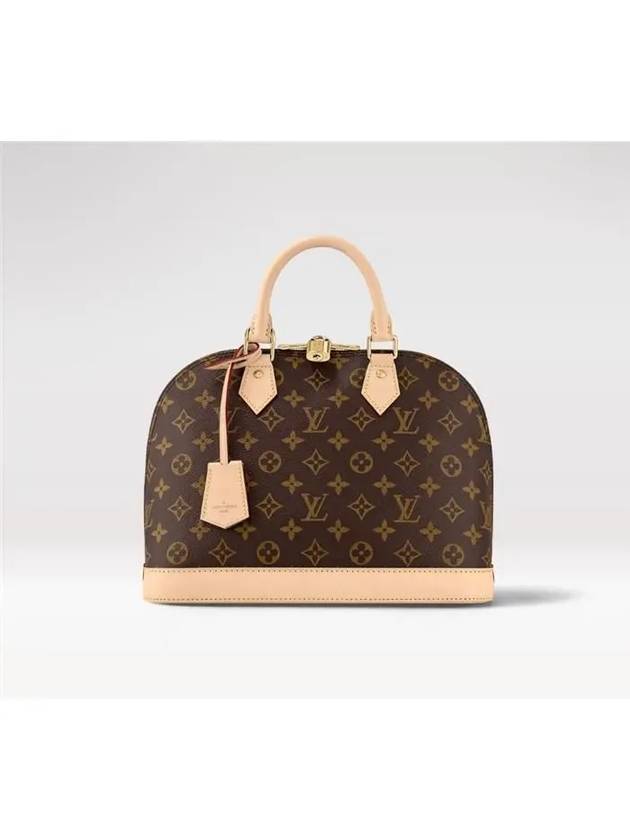 Alma PM Monogram Canvas Tote Bag Brown