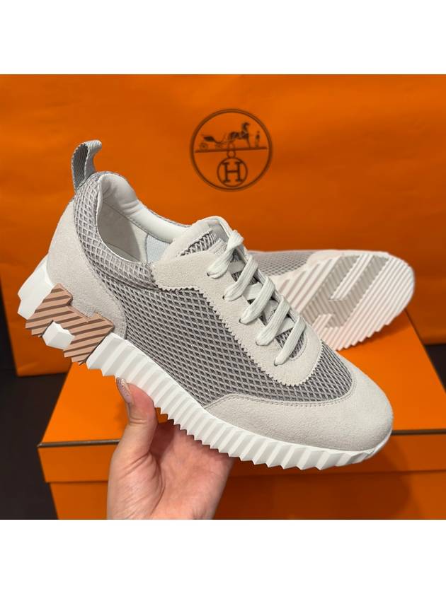 Women's Bouncing Sneakers Gray Mesh H Beige Twotone