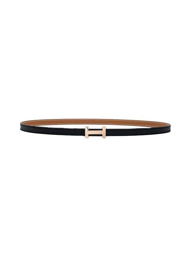 Women's H Rose Gold Buckle Focus Reversible Leather Strap Belt 13mm