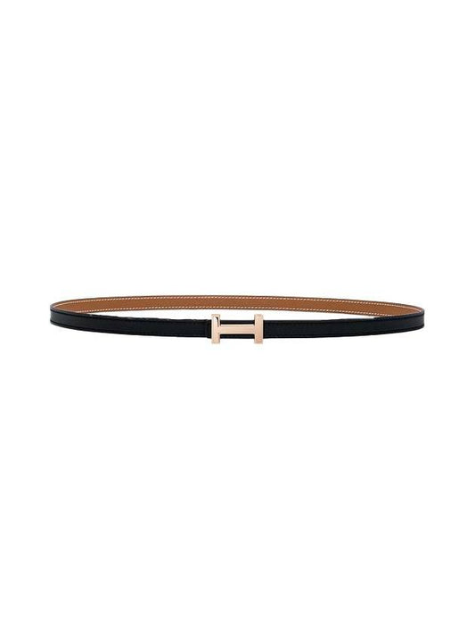 Women's H Rose Gold Buckle Focus Reversible Leather Strap Belt 13mm