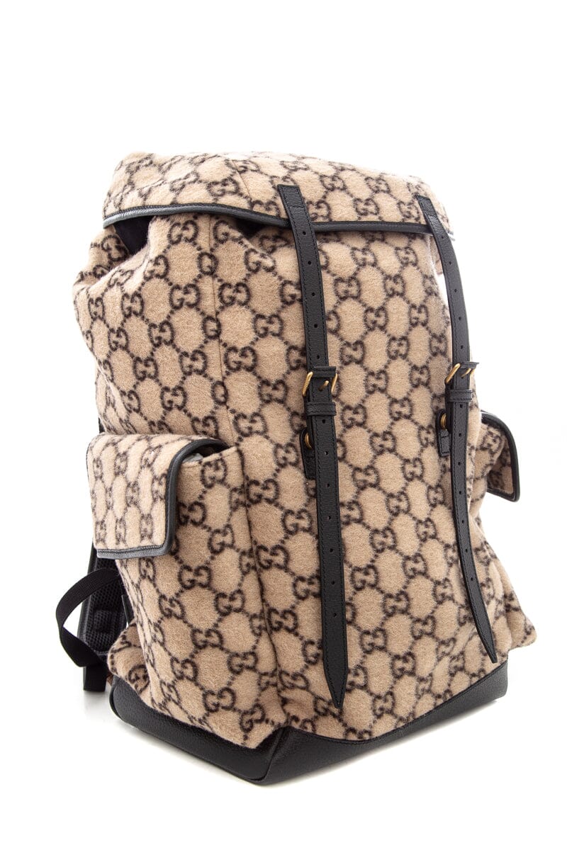 Gucci Beige GG Monogram Wool Backpack