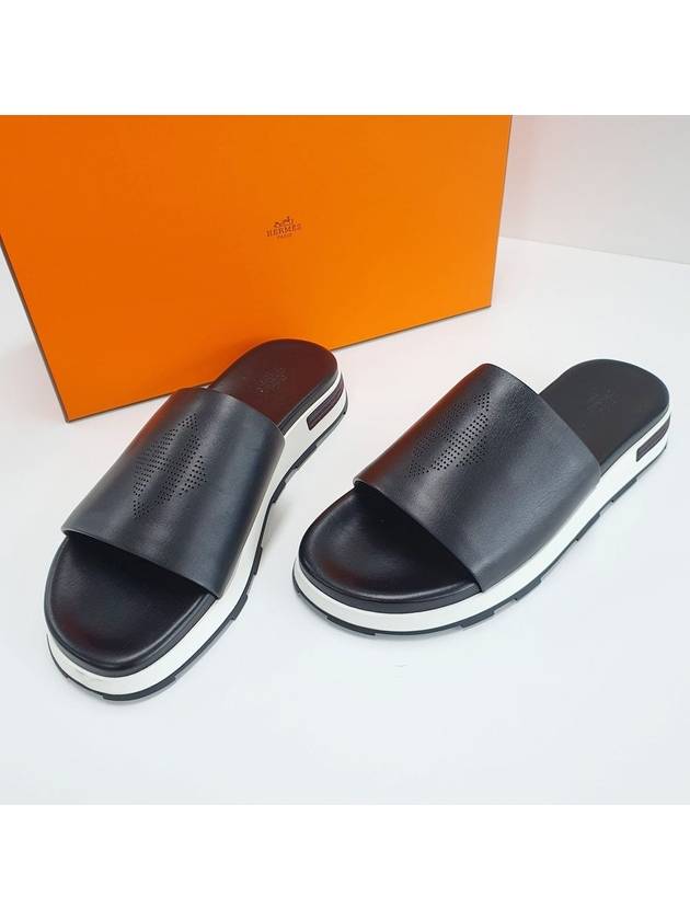 42 size REFLEX H logo punching slippers slide black 181354ZH