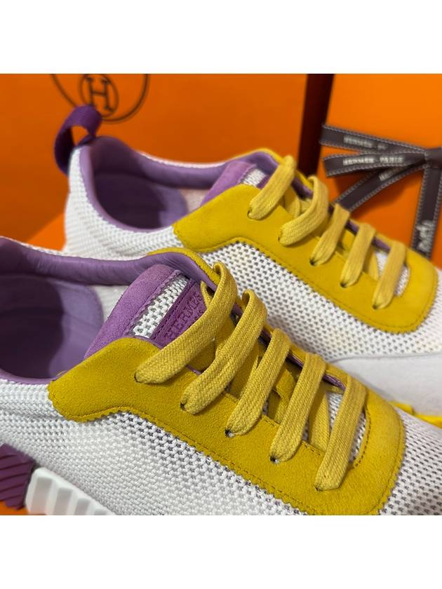 Women's Bouncing Sneakers White Mesh H Yellow Purple Two Tone