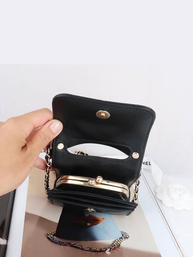 Women's Gold Vanity Retro Lambskin Chain Mini Bag Black