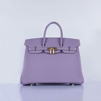 Hermes Birkin 35cm Togo Leather Handbags Light Purple Golden