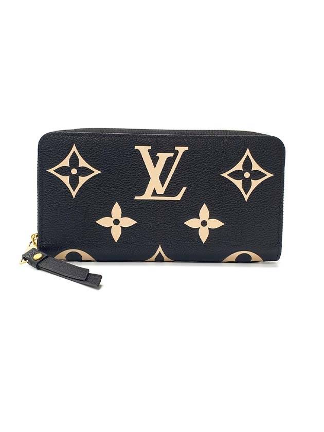 Zippy Monogram Long Wallet Black Beige