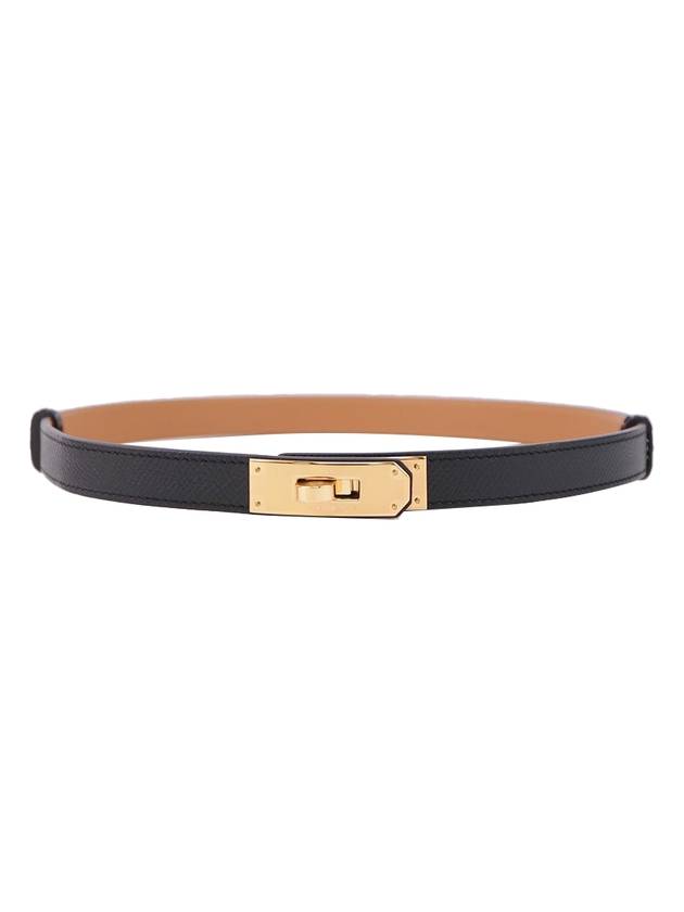 Women's Kelly 18 Gold Leather Belt Black