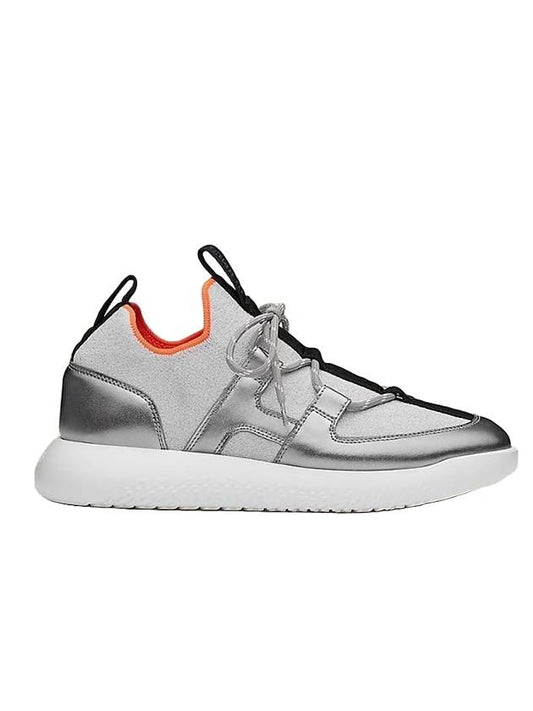 Hermes Duel Metallic Low-Top Sneakers Silver