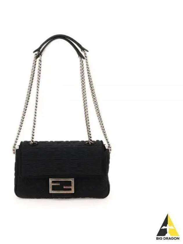 Baguette FF Fabric Chain Mini Bag Black