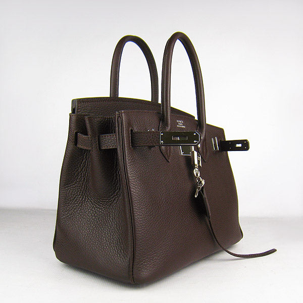 Hermes Birkin 30cm Togo Leather Handbags Dark Coffee Silver