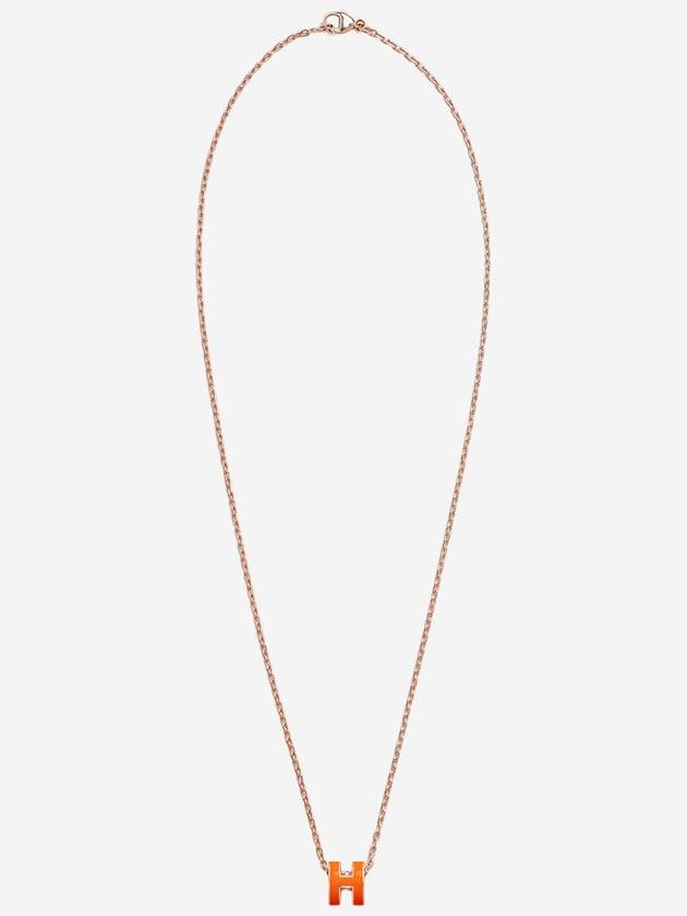 Hermes Mini Pop H Pendant Rose Gold Necklace Orange