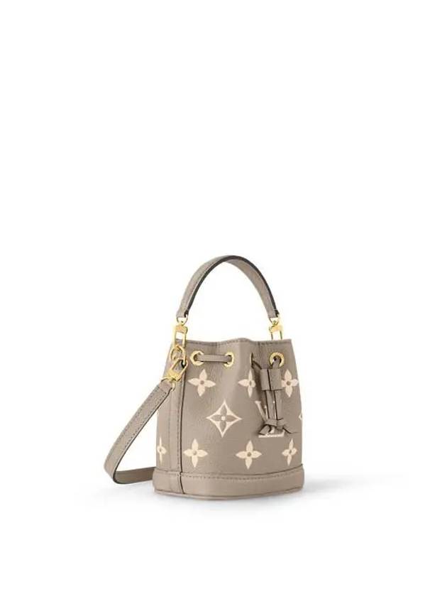 Women's Nano Noe Monogram Bucket Bag Grey Cream