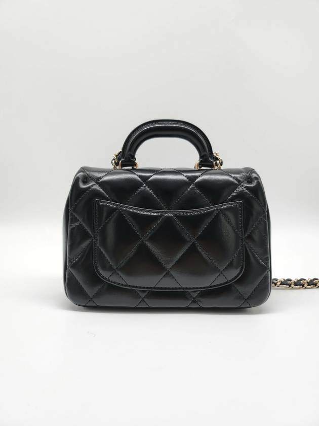 24C Season Mini Top Handle Chain Bag Lambskin Black Gold AS4543