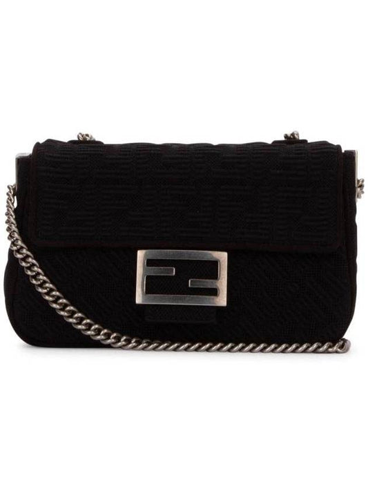 Baguette FF Fabric Chain Mini Bag Black