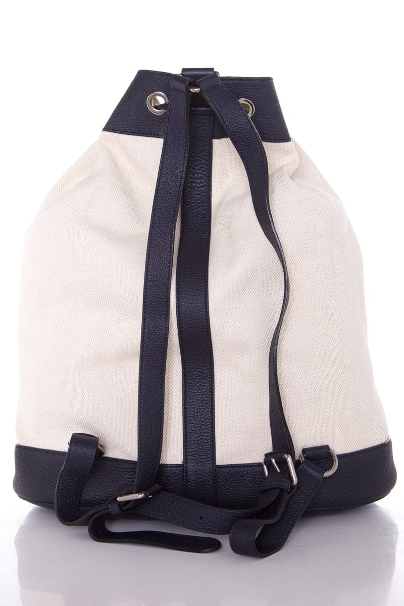 Gucci Canvas & Navy Bamboo Detail Bucket Backpack