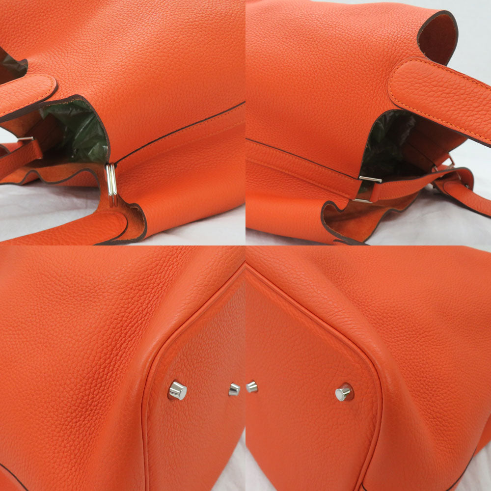 Hermes Picotin Lock GM 26 Orange  Clemence Silver  T  2015 Manufacturing Handbag Leather  Unisex