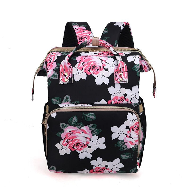 Flower Print Mommy Baby Care Backpack