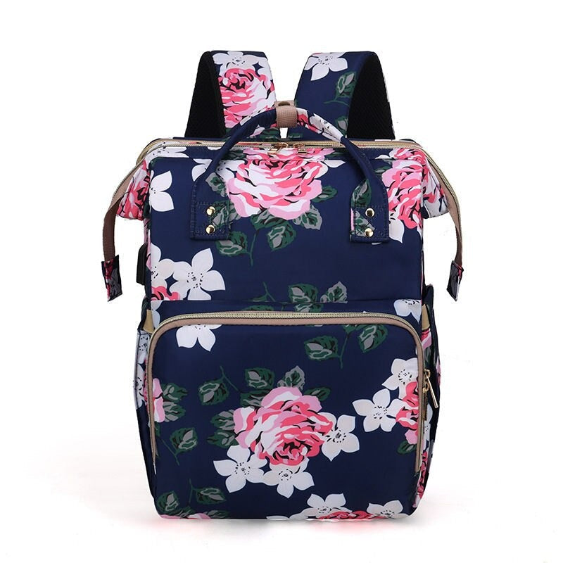 Flower Print Mommy Baby Care Backpack