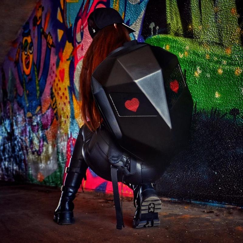 Futuristic Armored Backpack With LED Display