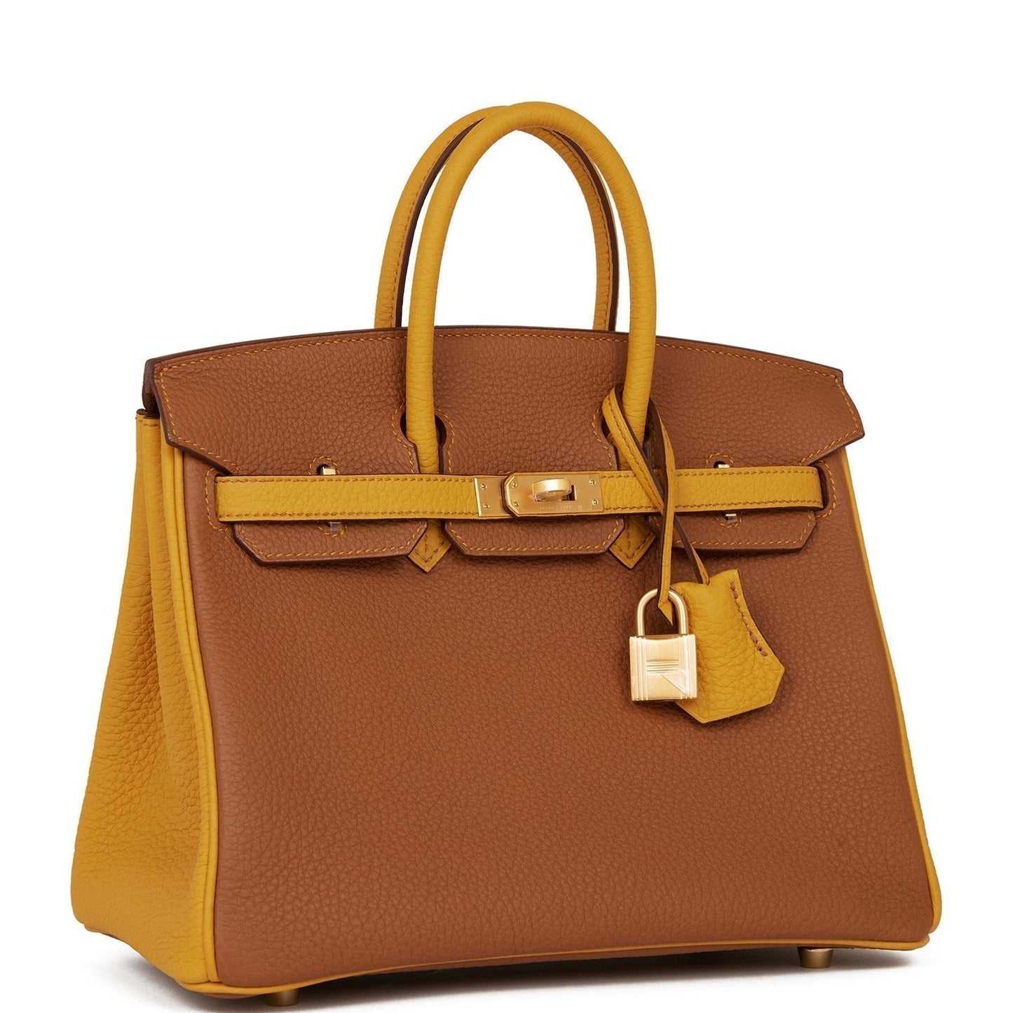 Hermes Special Order (HSS) Birkin 25 Gold and Jaune Ambre Togo Brushed Gold Hardware