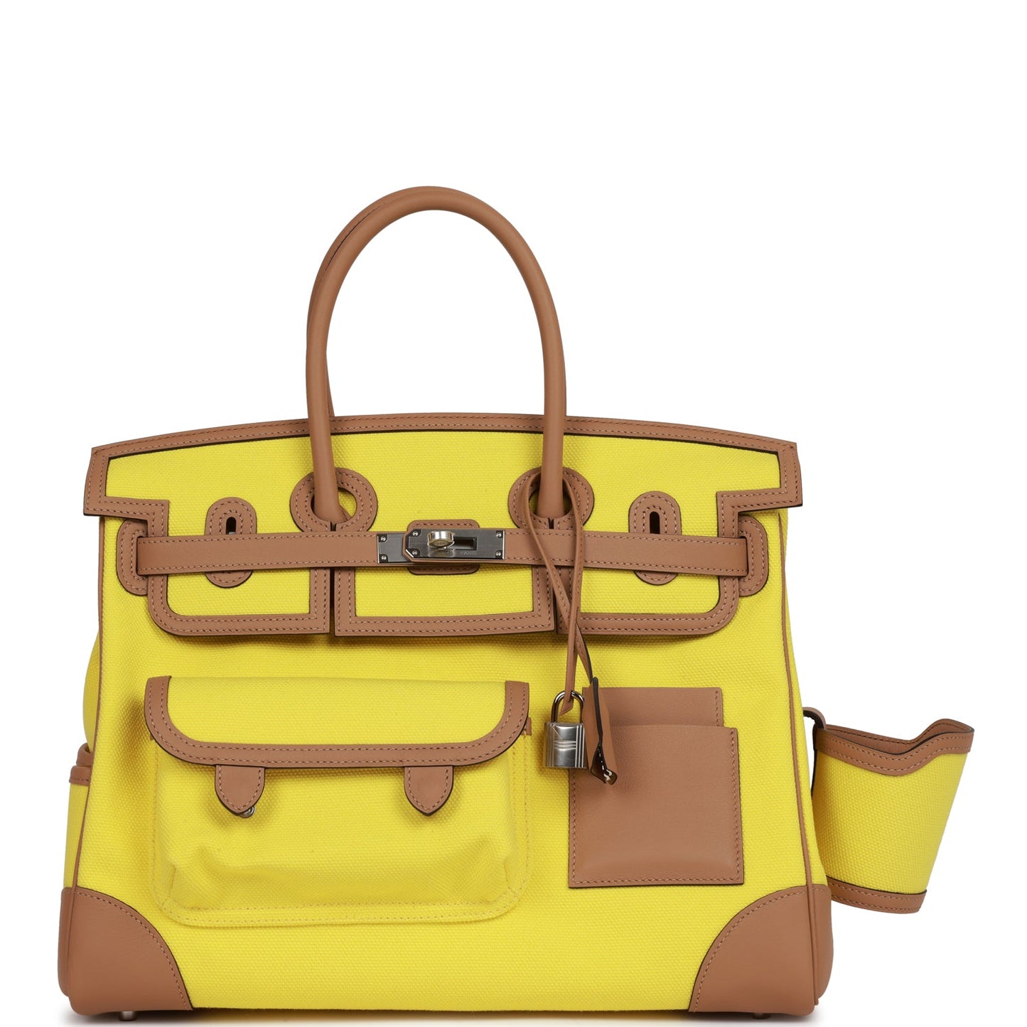 Hermes Birkin Cargo 35 Jaune Citron Toile and Chai Swift Palladium Hardware