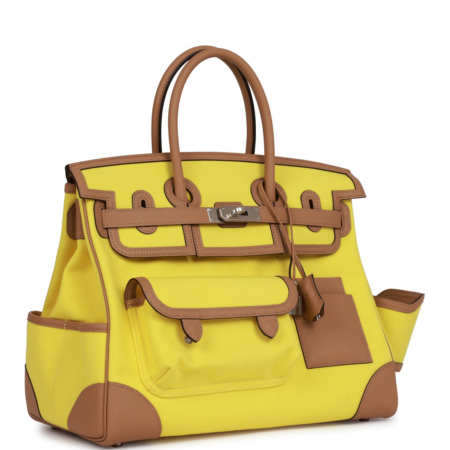 Hermes Birkin Cargo 35 Jaune Citron Toile and Chai Swift Palladium Hardware