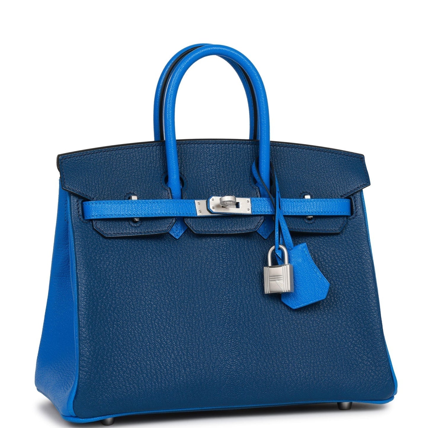 Hermes Special Order (HSS) Birkin 25 Bleu Hydra and Bleu Saphir Chèvre Brushed Palladium Hardware