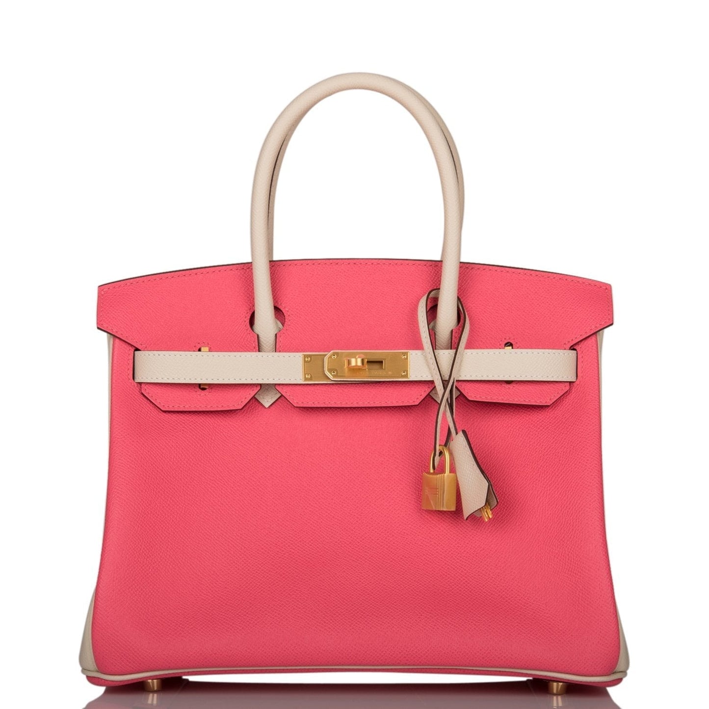 Hermes Special Order (HSS) Birkin 30 Craie and Rose Azalee Epsom Brushed Gold Hardware