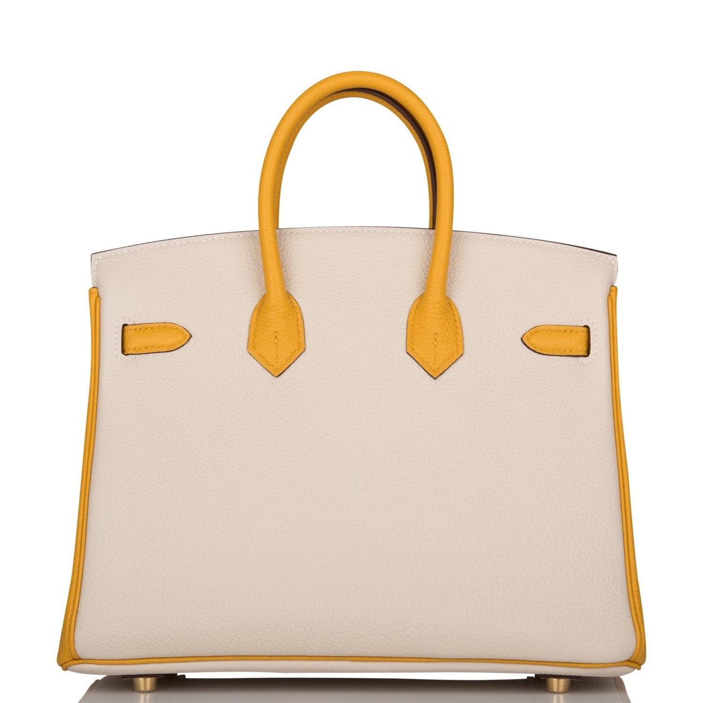 Hermes Special Order (HSS) Birkin 25 Craie and Jaune Ambre Togo Brushed Gold Hardware