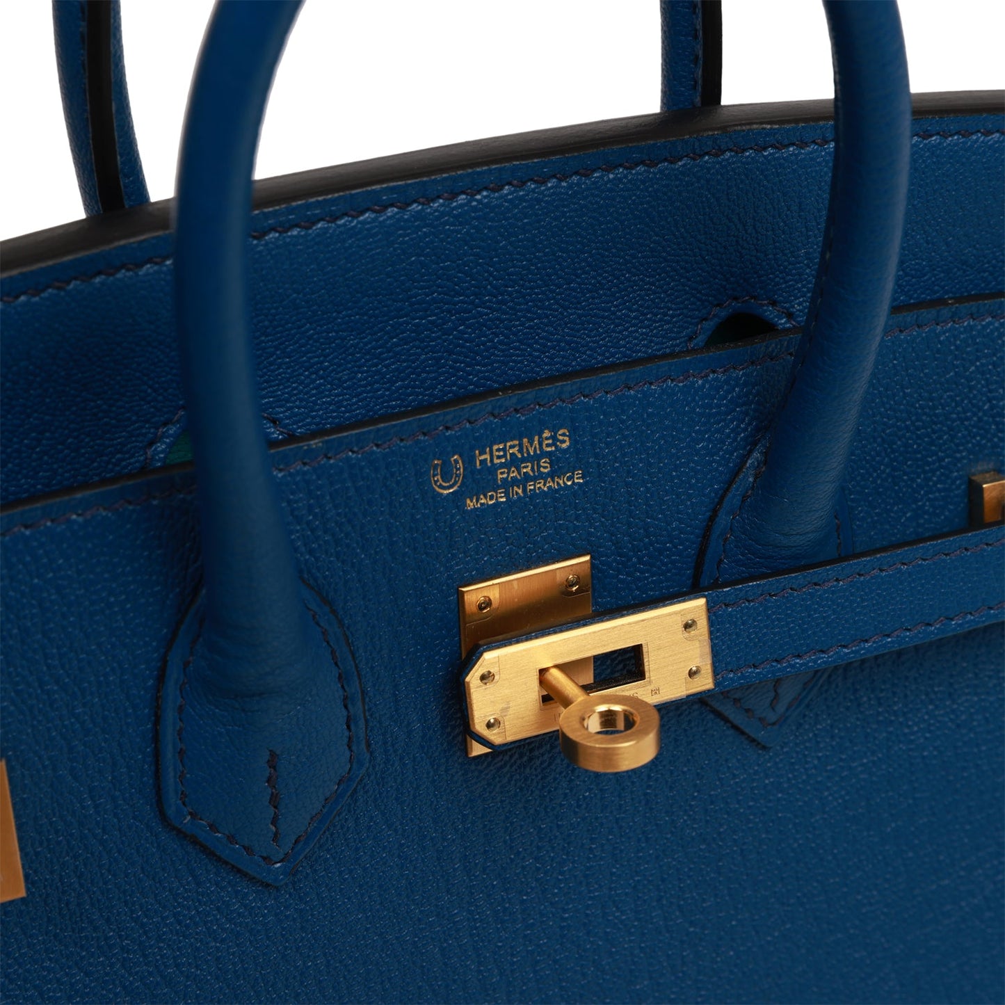 Hermes Special Order (HSS) Birkin 25 Bleu Saphir and Vert Vertigo Chevre Brushed Gold Hardware