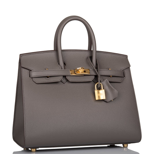 Hermes Birkin Sellier 25 Etain Epsom Gold Hardware