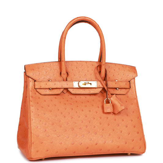 Hermes Birkin 30 Abricot Ostrich Gold Hardware