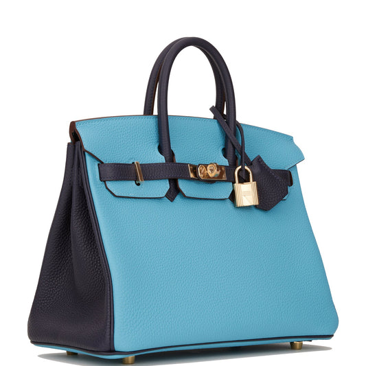 Hermes Special Order (HSS) Birkin 25 Bleu du Nord and Bleu Nuit Togo Permabrass Hardware