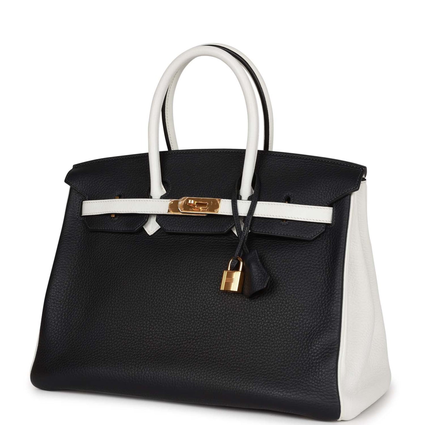 Hermes Special Order (HSS) Birkin 35 Black and White Clemence Gold Hardware