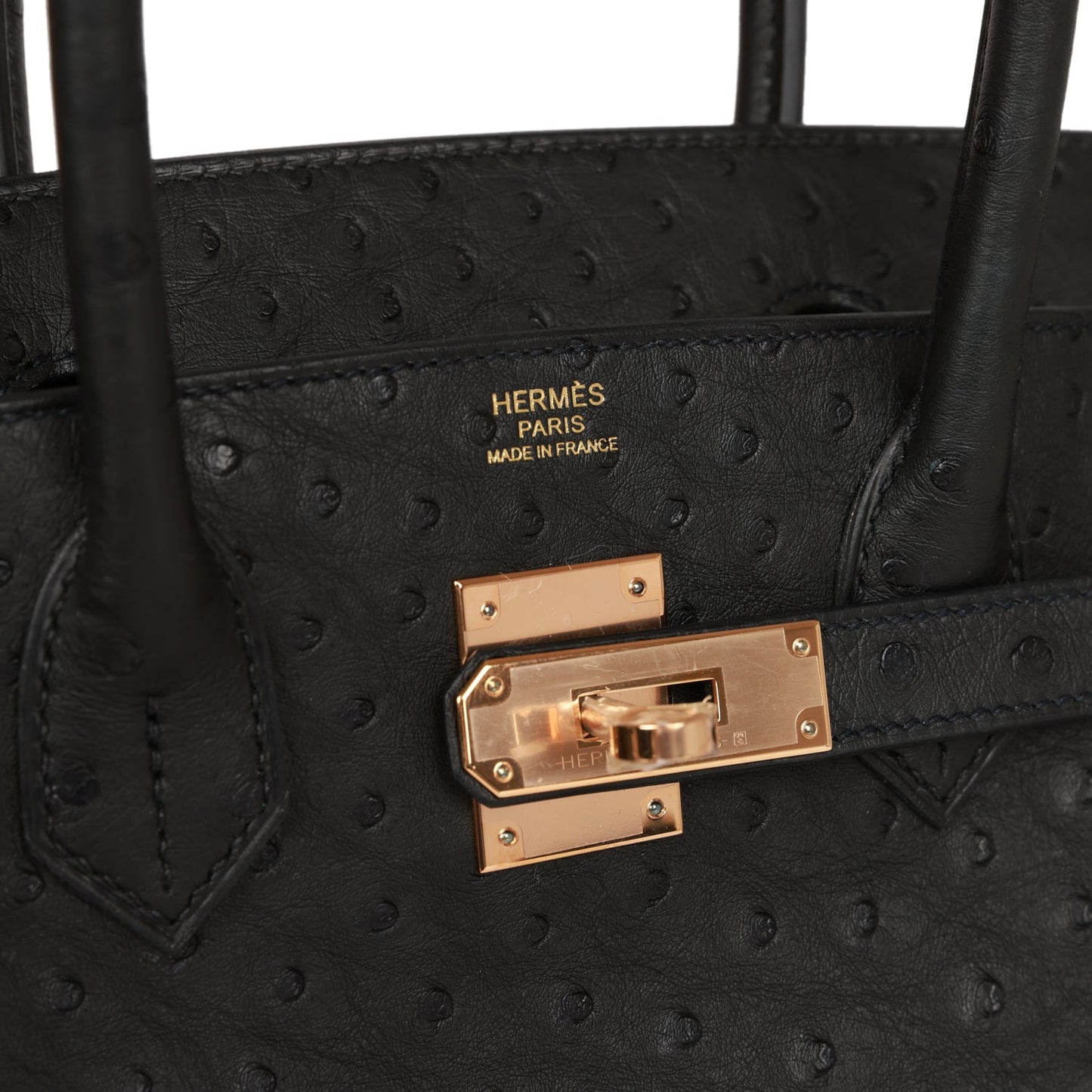 Hermes Birkin 30 Black Ostrich Rose Gold Hardware