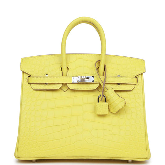 Hermes Birkin 25 Lime Matte Alligator Palladium Hardware