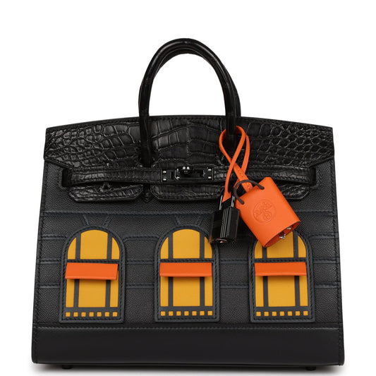 Hermes Sac Faubourg Birkin 20 So Black Matte Alligator Black Hardware