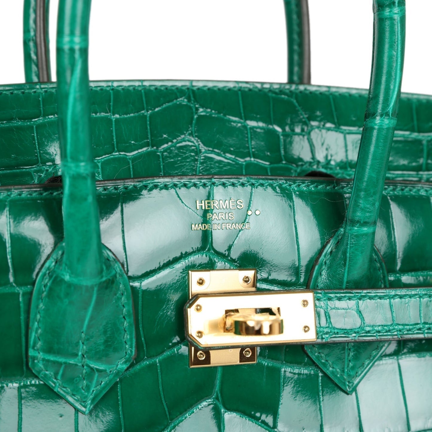 Hermes Birkin 25 Emerald Shiny Niloticus Crocodile Gold Hardware