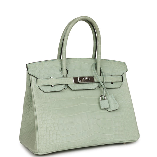 Hermes Birkin 30 Vert D'Eau Matte Alligator Palladium Hardware