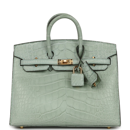 Hermes Birkin Sellier 20 Vert D'eau Matte Alligator Gold Hardware