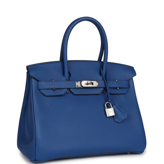 Hermes Birkin 30 Bleu France Togo Palladium Hardware