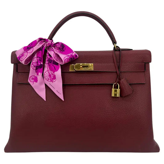 Hermes Rouge Clemence Leather Kelly 40