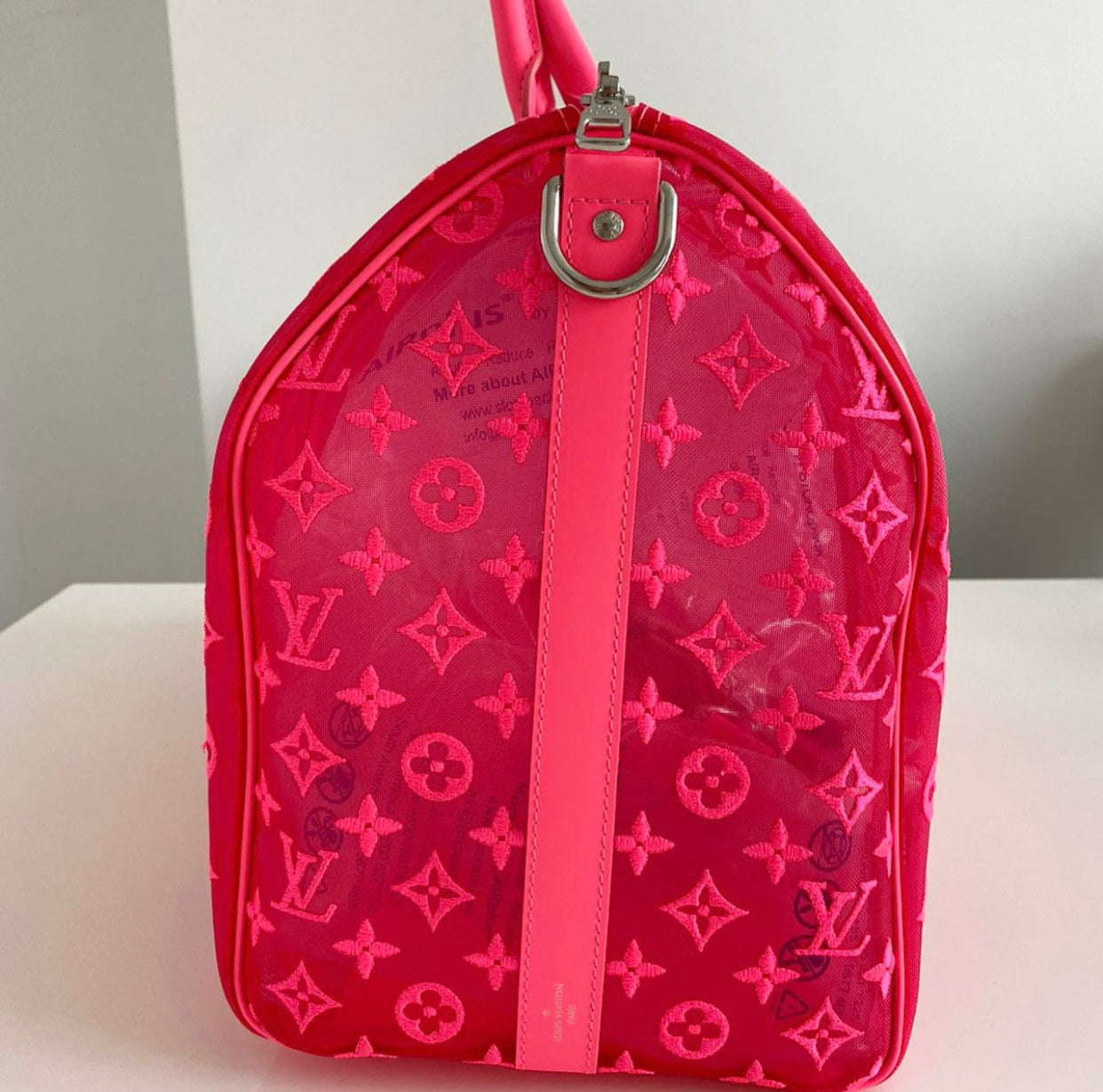 Louis Vuitton Keepall 50 Bandouliere Mesh Monogram Pink