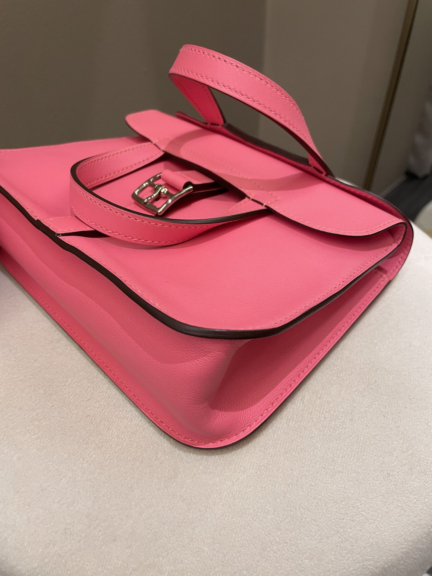 Hermes Halzan Mini 22 Rose Azalee Evercolor