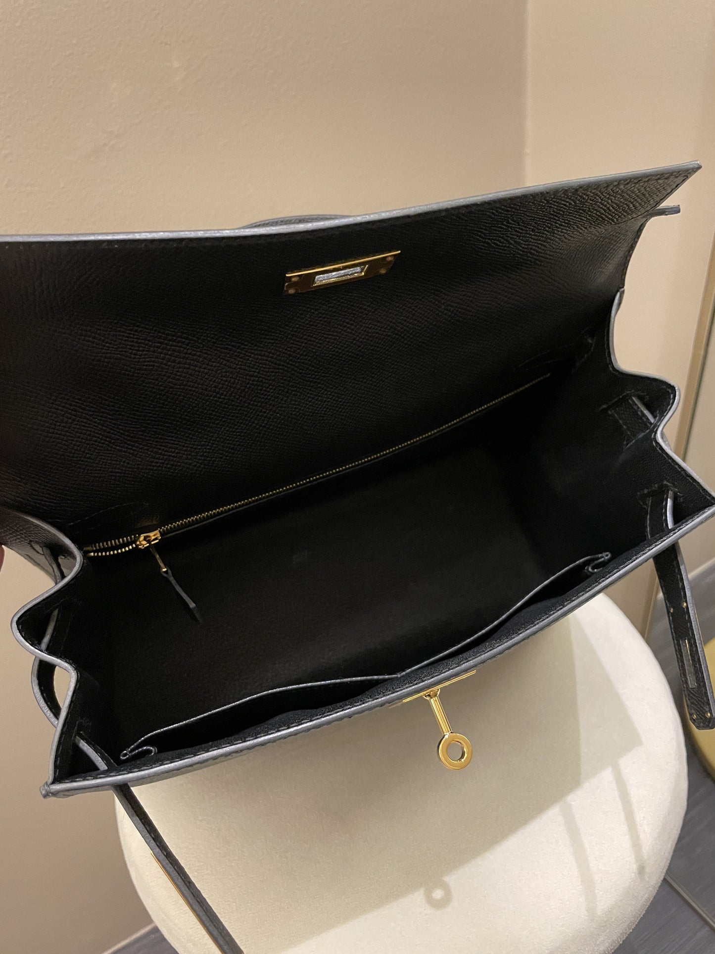 Hermes Kelly Sellier 28 Black Epsom