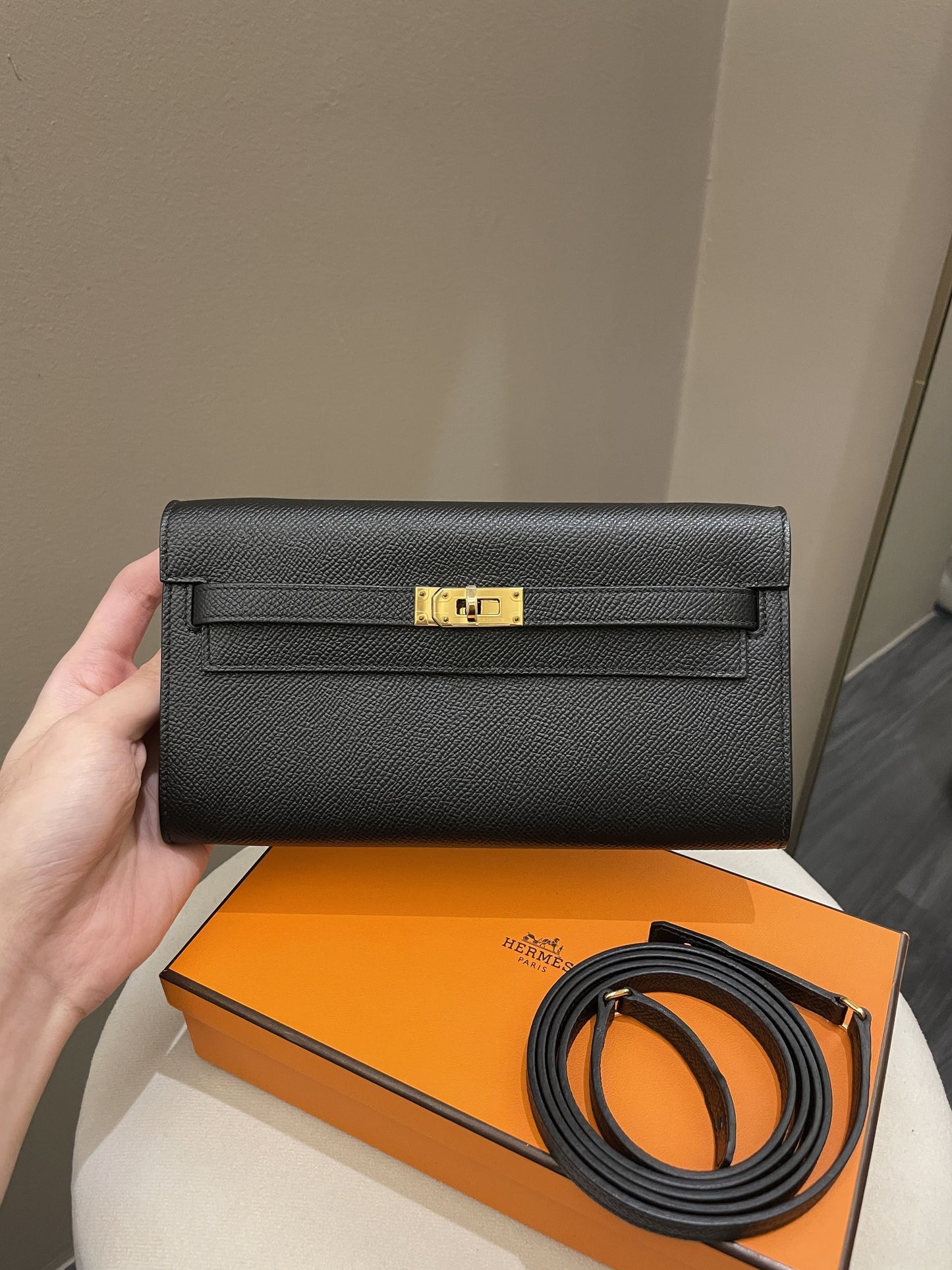 Hermes Kelly To Go Black Epsom